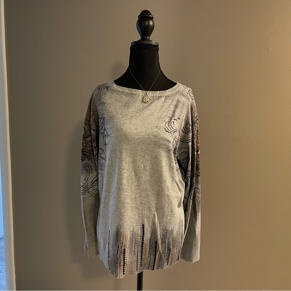 Elena Miro Gray Long Sleeve Sweater